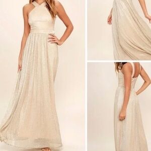 Lulus Gold Maxi Dress Small